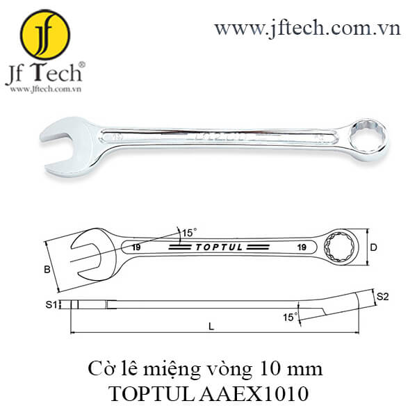 Cờ lê vòng miệng sao siêu cứng 15° TOPTUL AAEX1010