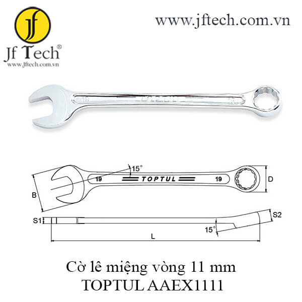 Cờ lê vòng miệng sao siêu cứng 15° TOPTUL AAEX1111