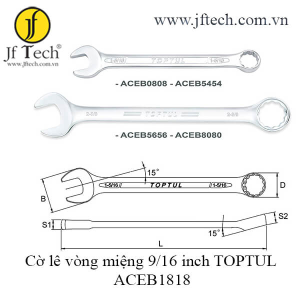 Cờ lê vòng miệng 9/16 inch TOPTUL ACEB1818