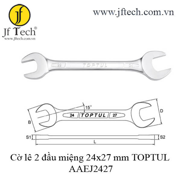 Cờ lê 2 đầu miệng 24x27 mm TOPTUL AAEJ2427