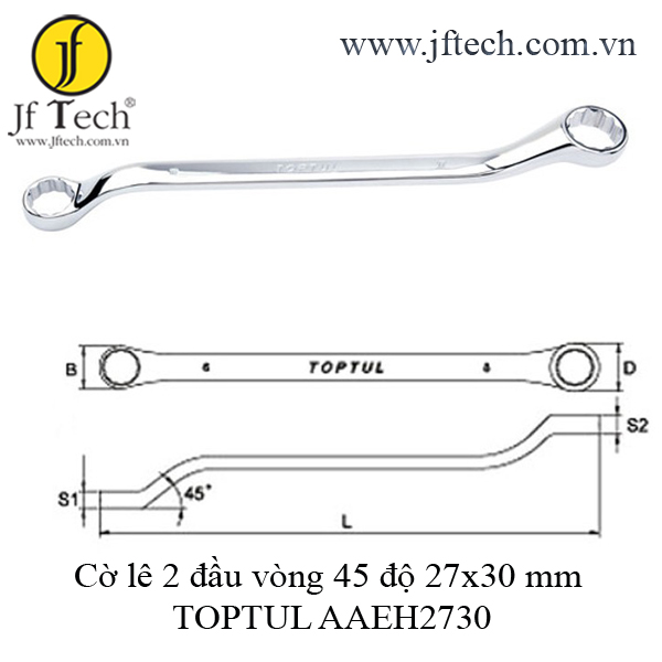Cờ lê 2 đầu vòng 45 độ 27x30 mm TOPTUL AAEH2730