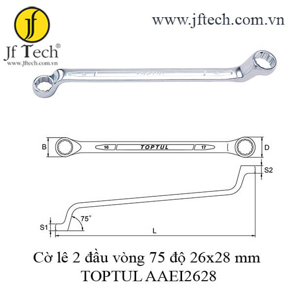 Cờ lê 2 đầu vòng 75 độ 26x28 mm TOPTUL AAEI2628