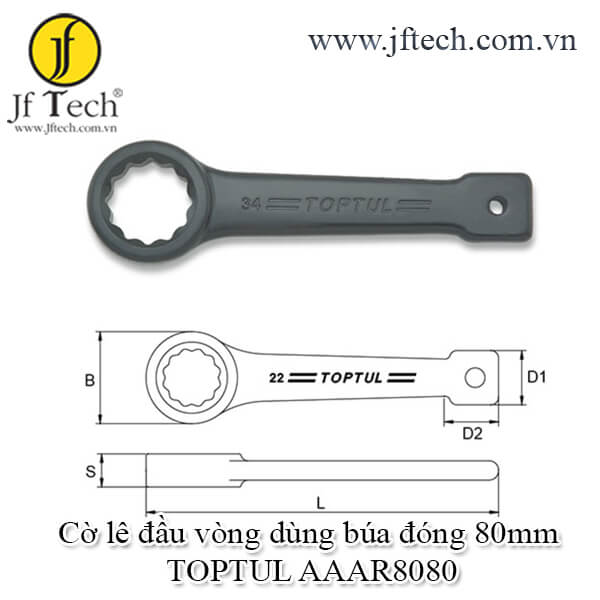 Cờ lê đầu vòng dùng búa đóng 80mm TOPTUL AAAR8080