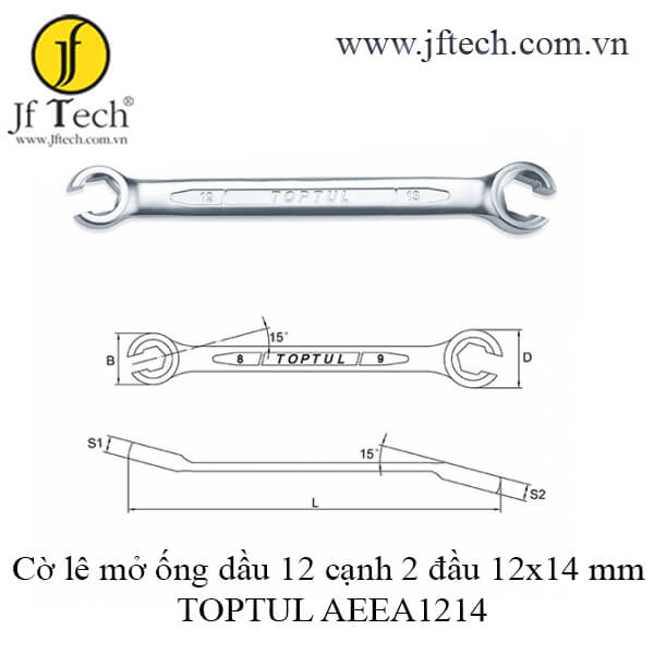 Cờ lê mở ống dầu 12 cạnh 2 đầu 12x14 mm TOPTUL AEEA1214