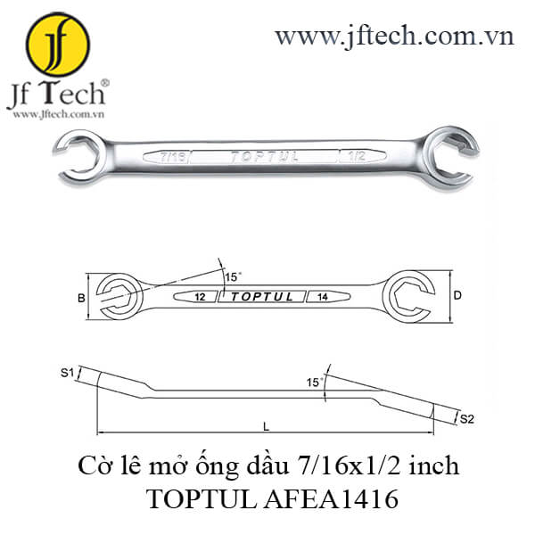 Cờ lê mở ống dầu 7/16x1/2 inch TOPTUL AFEA1416