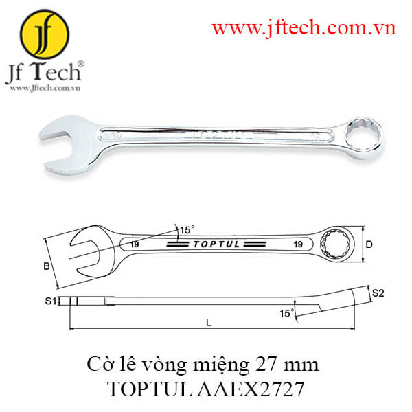 Cờ lê vòng miệng sao siêu cứng 15° TOPTUL AAEX2727