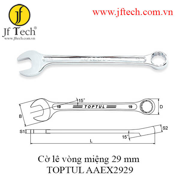 Cờ lê vòng miệng sao siêu cứng 15° TOPTUL AAEX2929