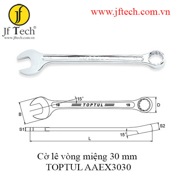 Cờ lê vòng miệng sao siêu cứng 15° TOPTUL AAEX3030