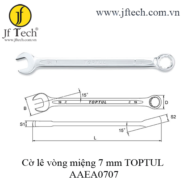 Cờ lê vòng miệng 7 mm TOPTUL AAEA0707