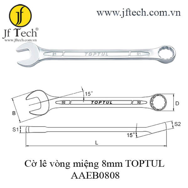 Cờ lê vòng miệng 8mm TOPTUL AAEB0808