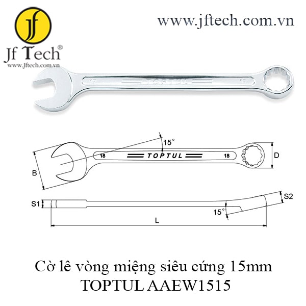 Cờ lê vòng miệng siêu cứng 15mm TOPTUL AAEW1515