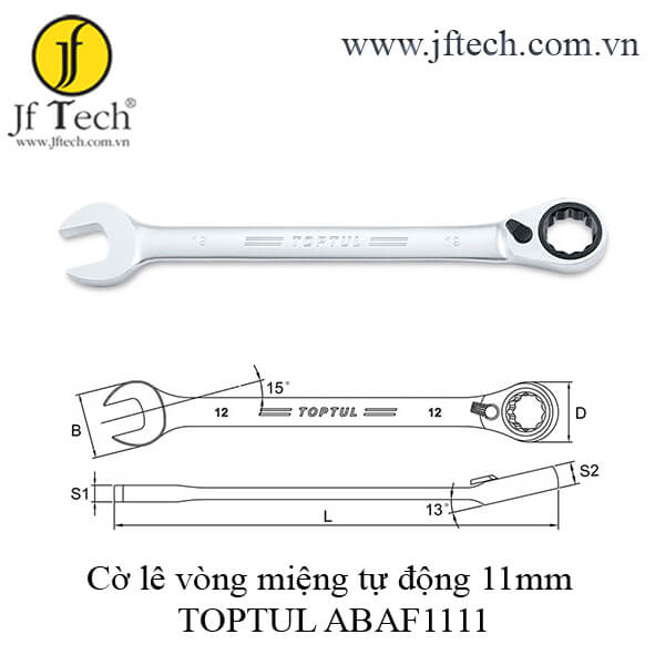 Cờ lê vòng miệng tự động 11mm TOPTUL ABAF1111
