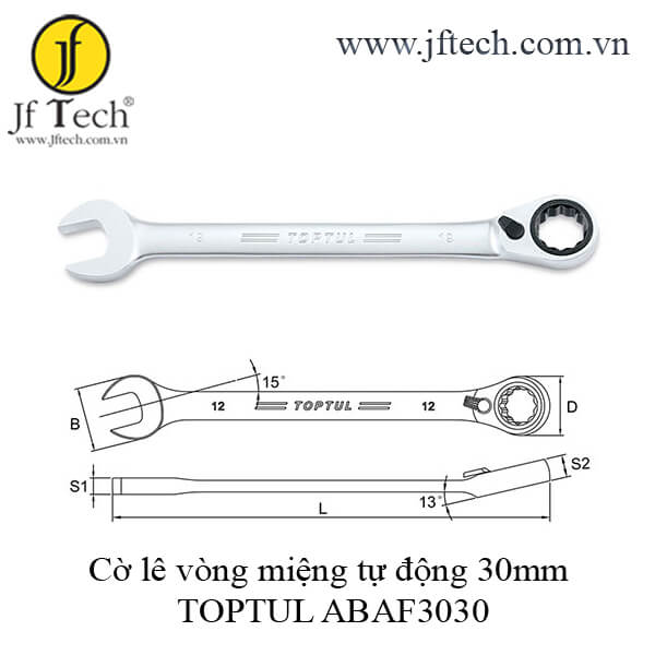 Cờ lê vòng miệng tự động 30mm TOPTUL ABAF3030