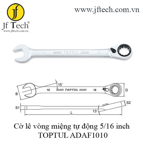 Cờ lê vòng miệng tự động 5/16 inch TOPTUL ADAF1010