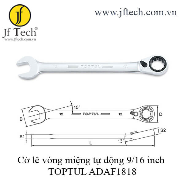 Cờ lê vòng miệng tự động 9/16 inch TOPTUL ADAF1818