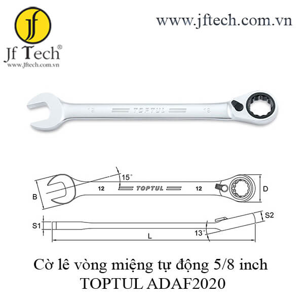 Cờ lê vòng miệng tự động 5/8 inch TOPTUL ADAF2020