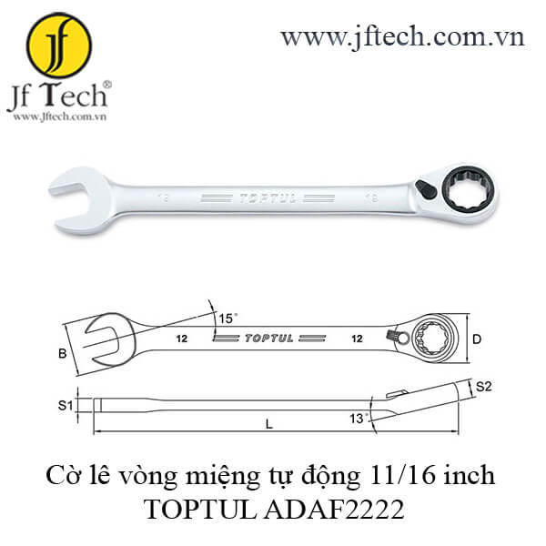 Cờ lê vòng miệng tự động 11/16 inch TOPTUL ADAF2222