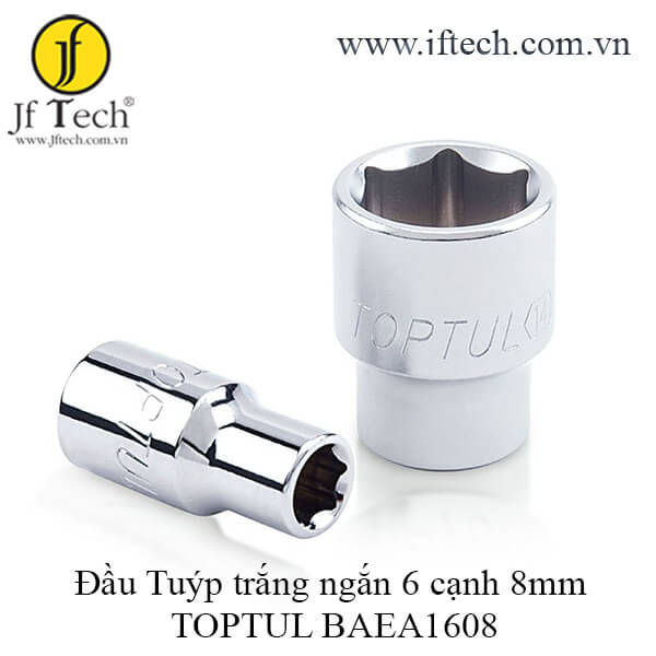 Đầu Tuýp trắng ngắn 6 cạnh 8mm TOPTUL BAEA1608