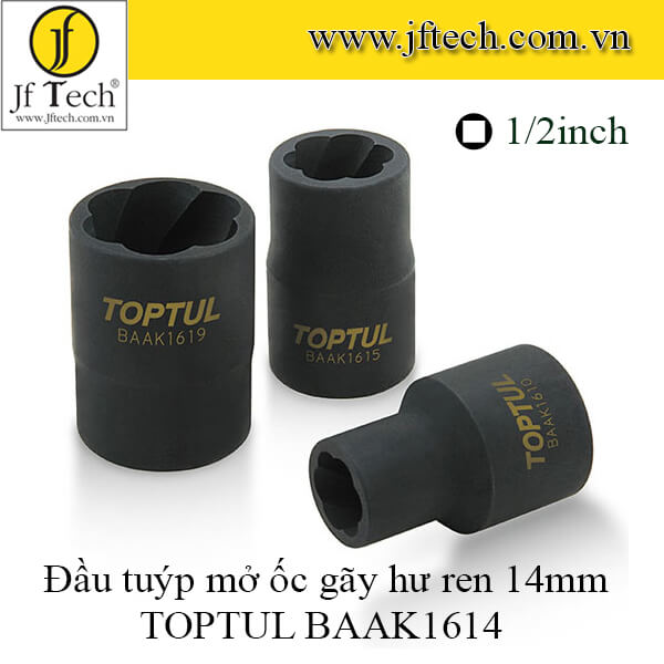 Đầu tuýp mở tháo bulông đai ốc hư cạnh góc 14mm TOPTUL BAAK1614