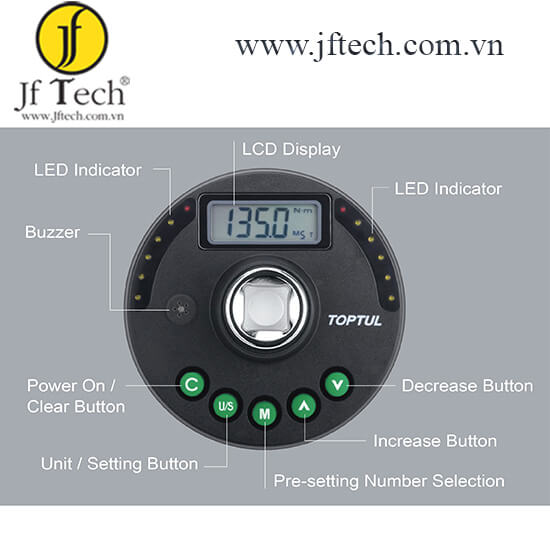 Đồng hồ đo lực siết và đo góc vặn điện tử 10-200Nm TOPUL DTA-200A4