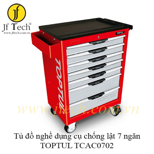 Tủ đựng đồ nghề dụng cụ chống lật màu đỏ 7 ngăn kéo TOPTUL TCAC0702