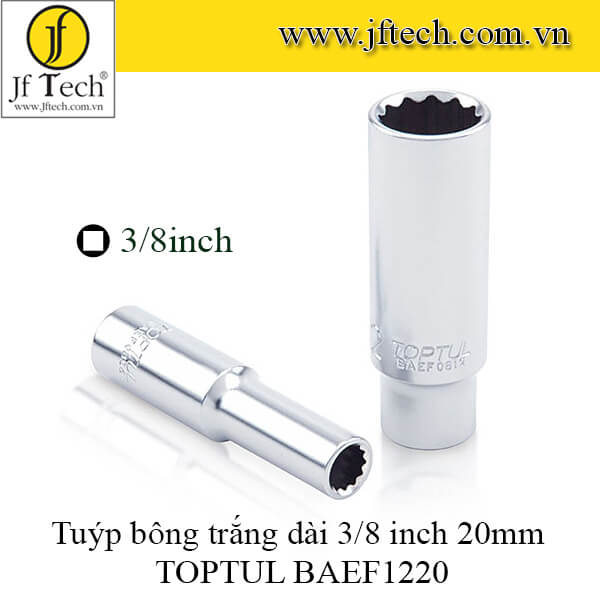 Tuýp bông trắng dài 3/8 inch 20mm TOPTUL BAEF1220