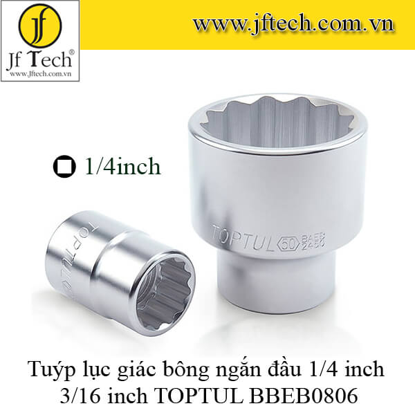 Tuýp lục giác bông ngắn đầu 1/4 inch 3/16 inch TOPTUL BBEB0806