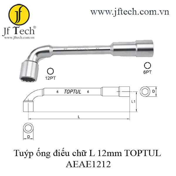 Tuýp ống điếu chữ L 12mm TOPTUL AEAE1212
